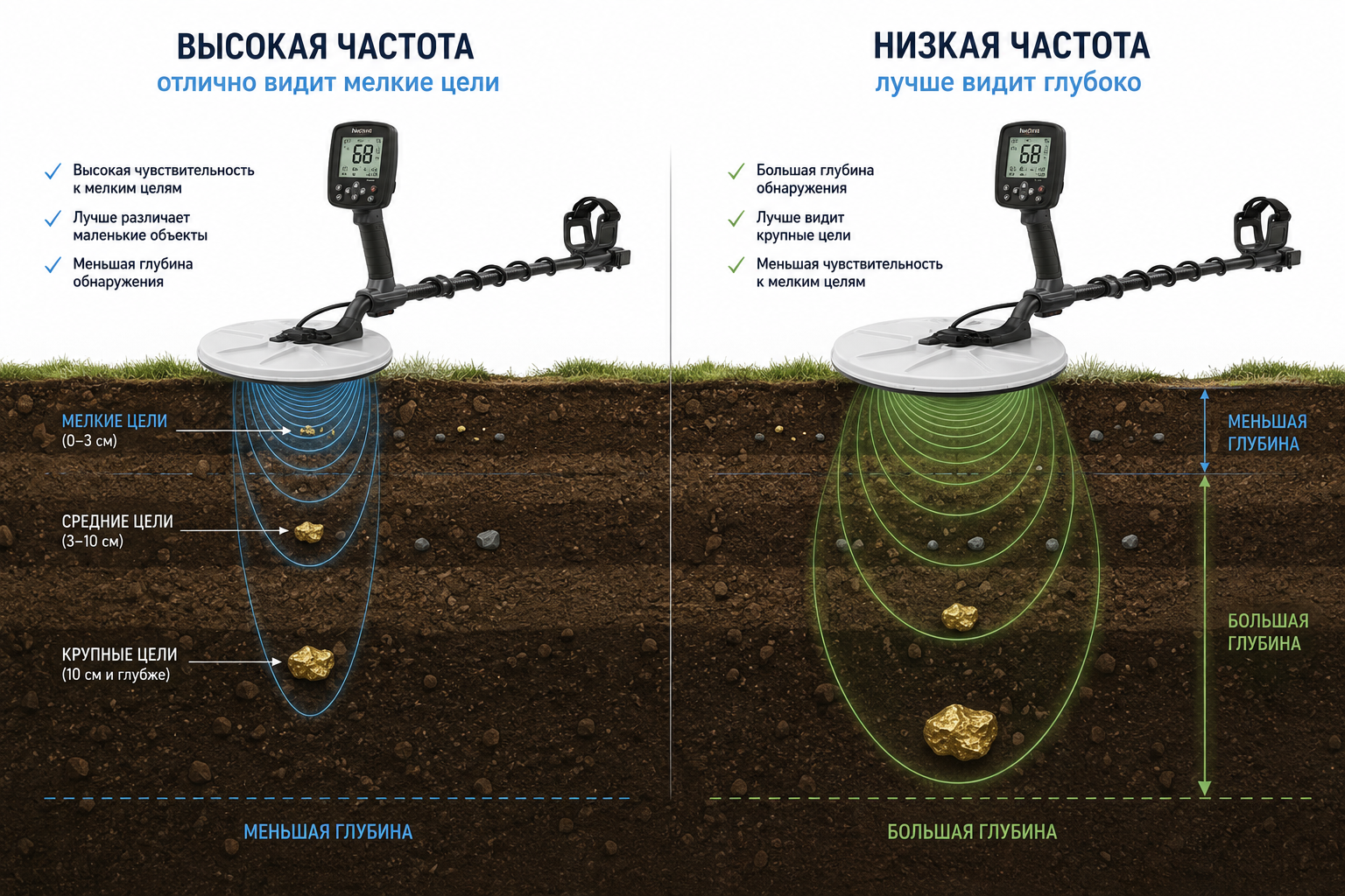 глубина поиска золота